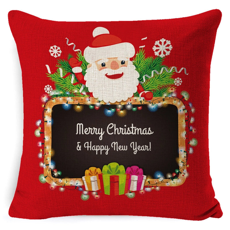 Retro Christmas Tree Santa Claus Christmas Socks Linen Pillow Cases