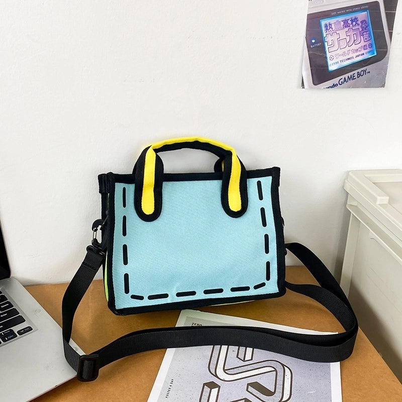 Women's Small All Seasons Nylon Color Block Streetwear Square Zipper Shoulder Bag
