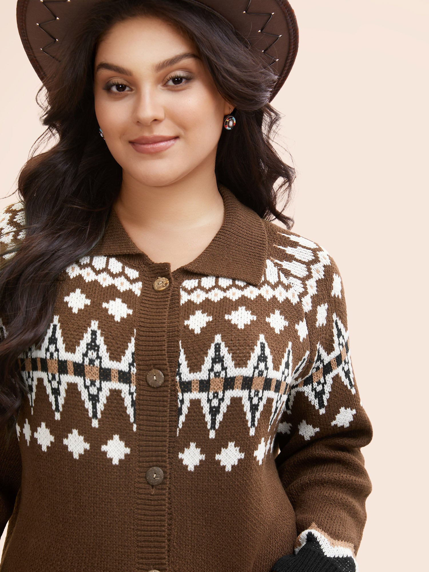 Fair Isle Collared Button Down Cardigan