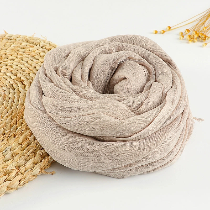 Women's Sweet Solid Color Cotton Silk Scarves