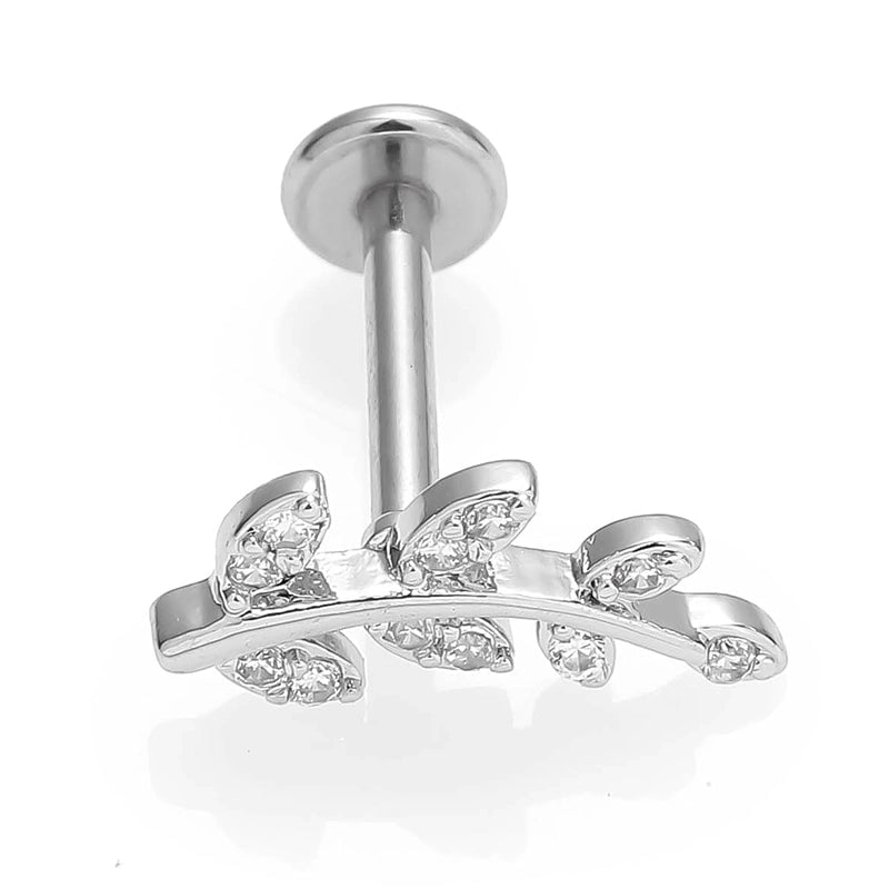 1 Piece Lip Rings Minimalist Commute Leaves Heart Shape Flower 316L Stainless Steel  Inlay Zircon 18K Gold Plated Ear Cartilage Rings & Studs