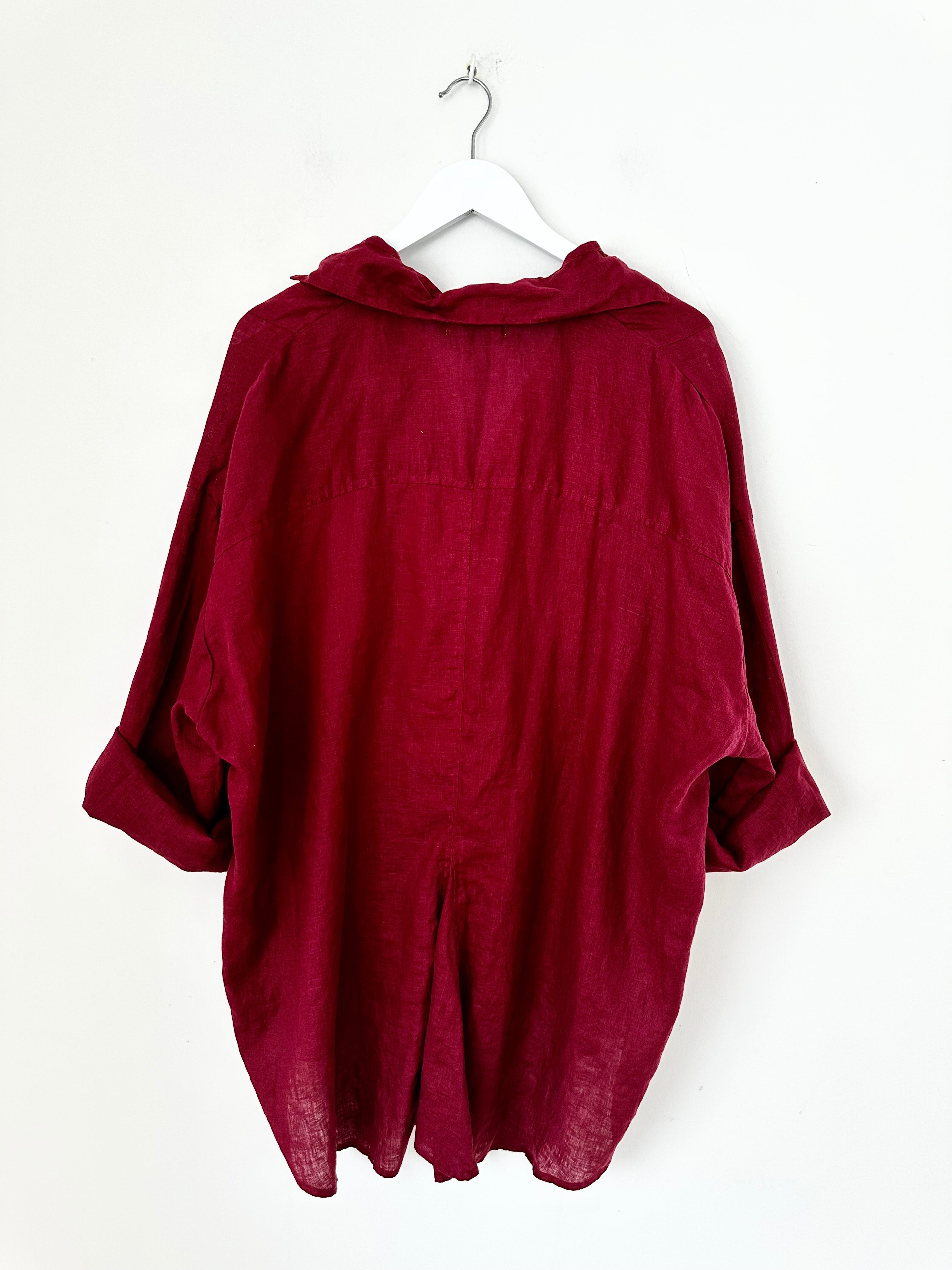 megan shirt - merlot linen