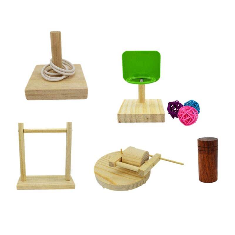 5Pcs Wooden Puzzle Toys For Birds