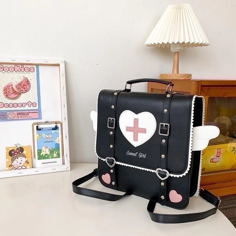 Women's Medium Summer Pu Leather Color Block Streetwear Square Flip Cover Fashion Backpack