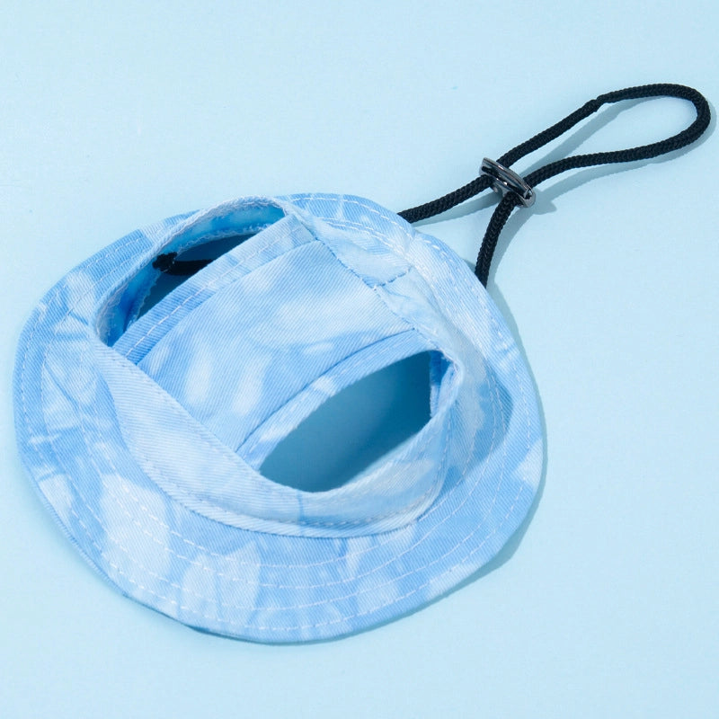 Dog Cat Sunshade Hat Exposed Ears Adjustable Rope Buckle Fisherman Hat Pet Supplies