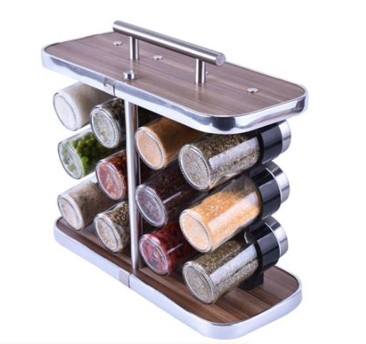 Portable Handle Seasoning Spice Rack With 12 Spice Jars