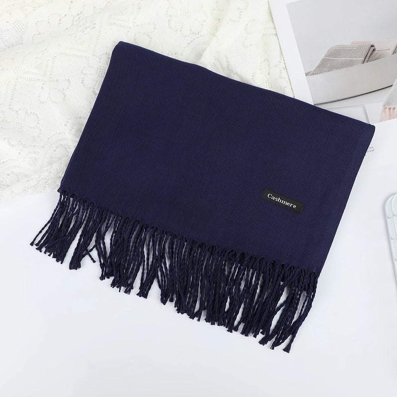 Solid Color Cashmere Tassel Scarf  Autumn And Winter Warm Scarf Simple Style Air Conditioning Shawl