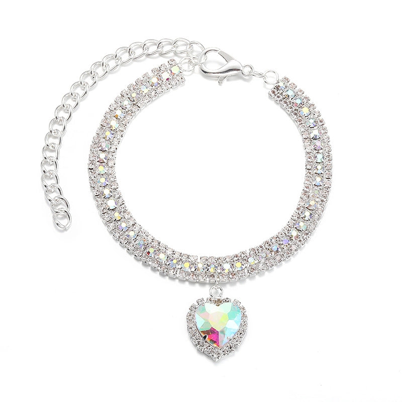 Luxurious Rhinestone Heart Shape Pet Collar