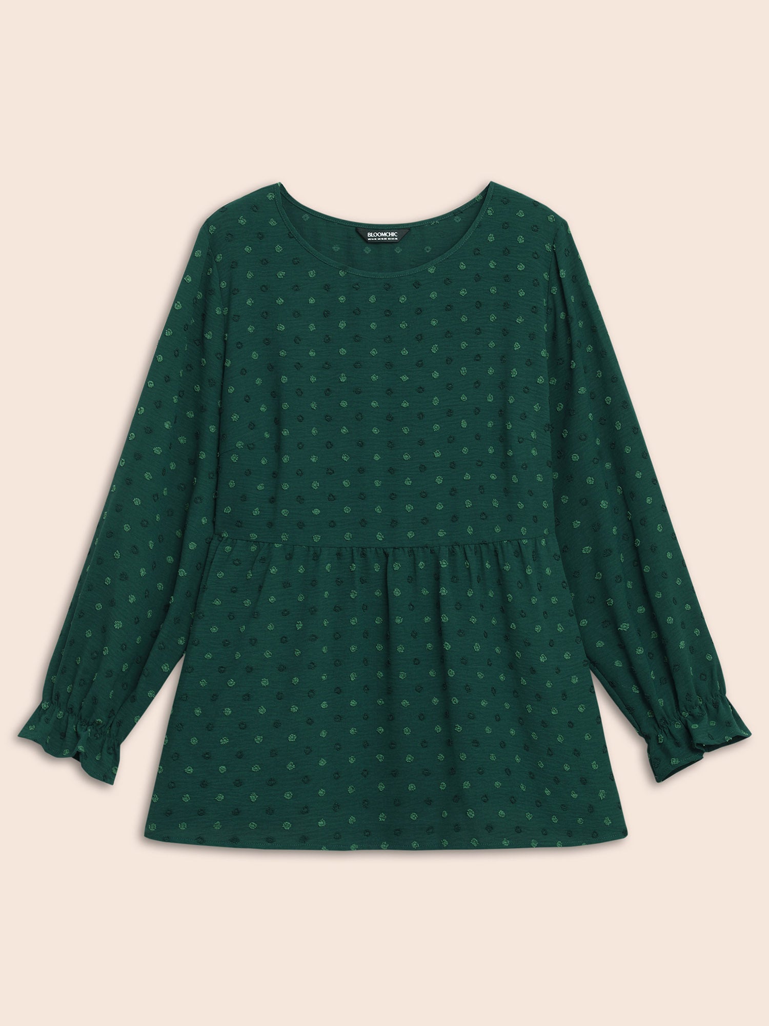 Textured Dot Elastic Cuffs A-line Blouse