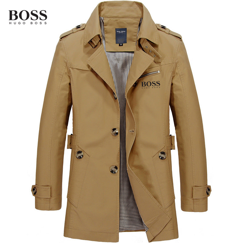 BOSS Men-s Classic Trench Coat with Pocket