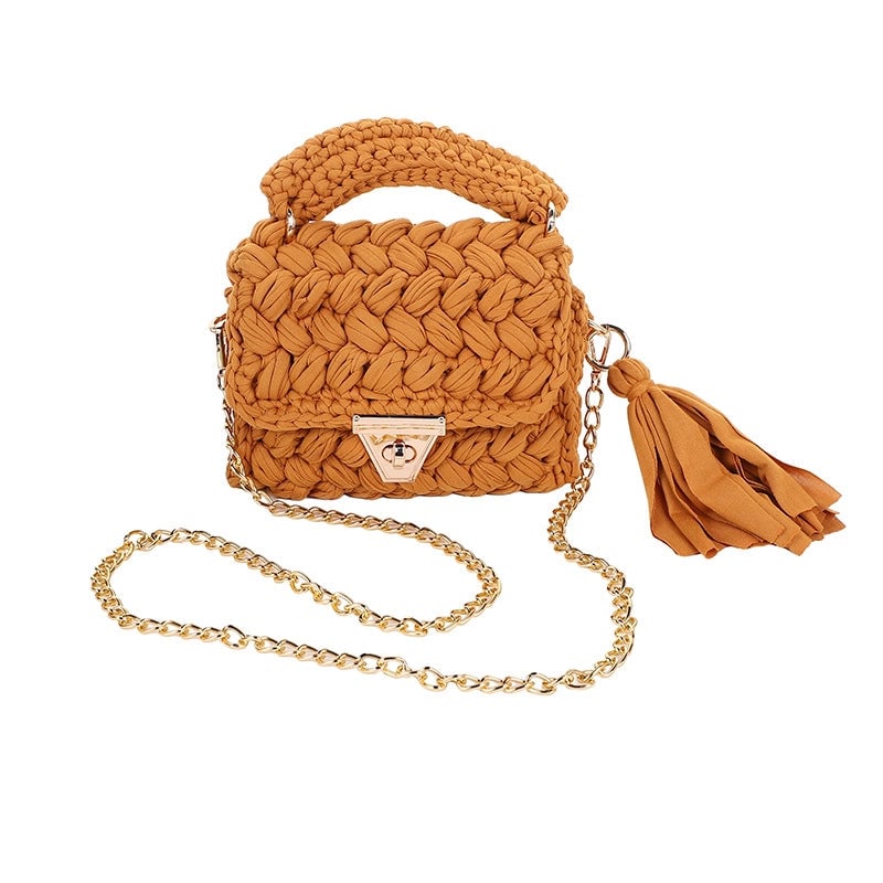 Women's Small Polyester Solid Color Streetwear Tassel Square Lock Clasp Shoulder Bag Handbag Crossbody Bag