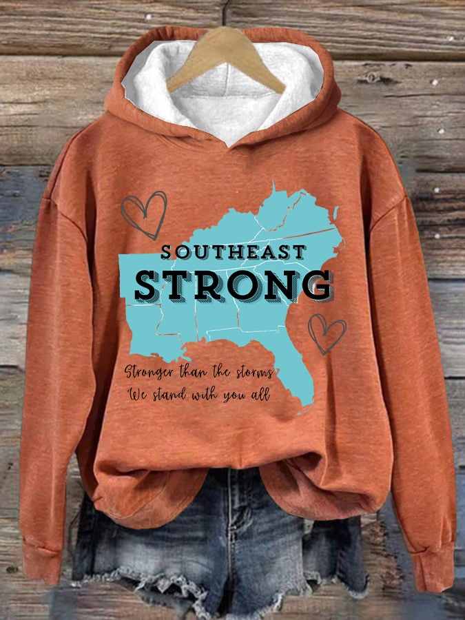 Women'S Retro Southeast Strong Stronger Than The Storms We Stand With You All Printed Hoodie