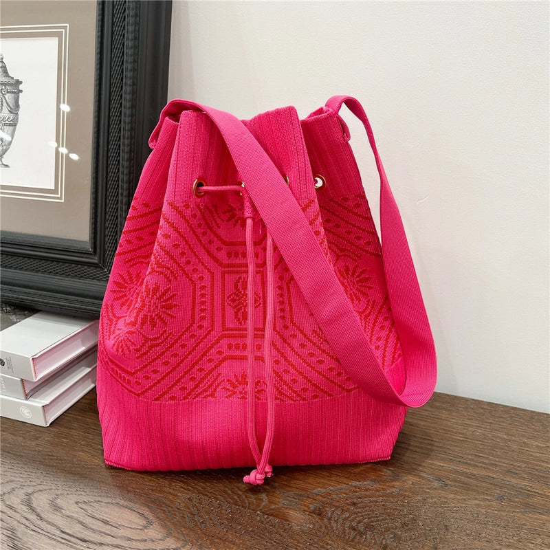 Women's Medium Knit Geometric Vintage Style Classic Style String Tote Bag