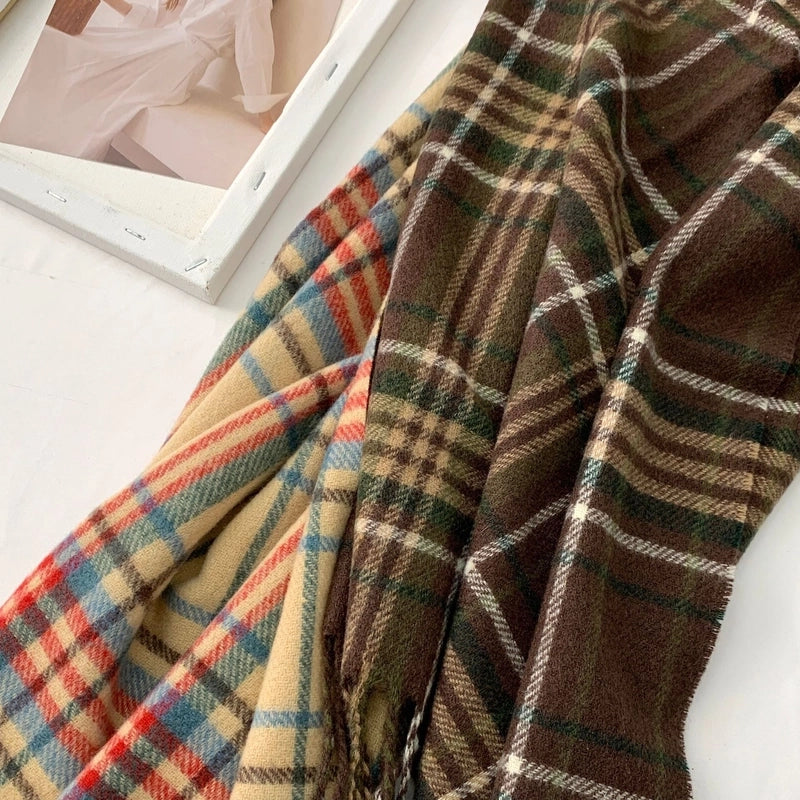 Women's Classic Style Lattice Imitation Cashmere Acrylic Scarf