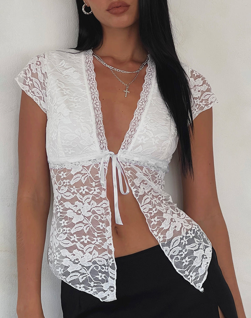 Lavanya Butterfly Top in Lace White