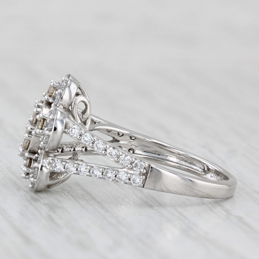 0.68ctw Diamond Cluster Flower Ring 14k White Gold Size 5