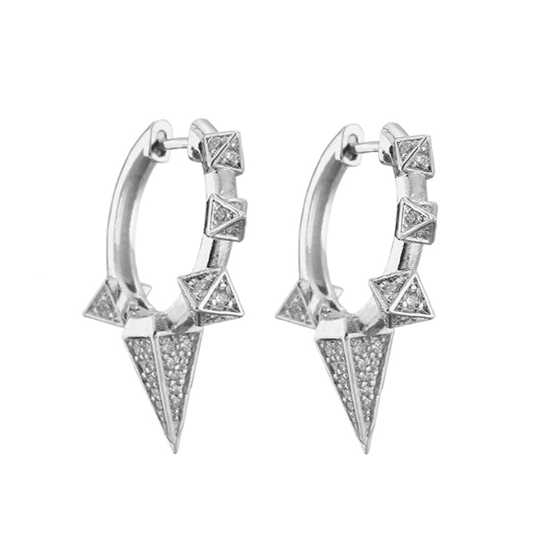 Simple Micro-inlaid Thorn Pointed Copper Plated Ear Clip