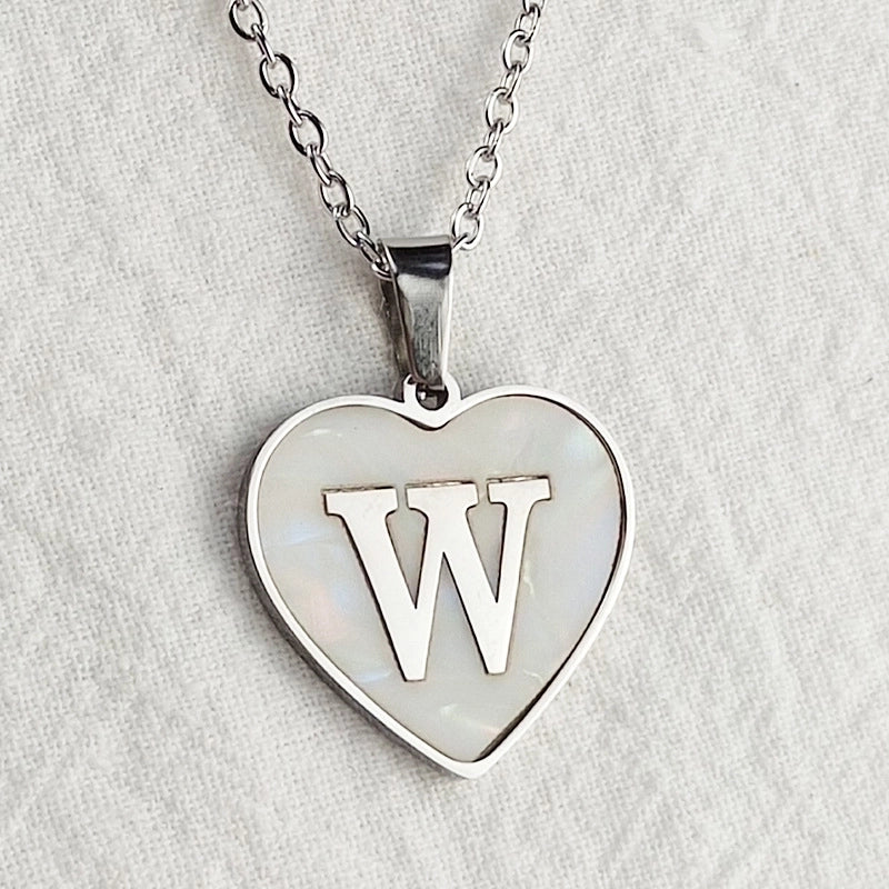 Cute Sweet Letter Titanium Steel Plating Inlay Shell Pendant Necklace