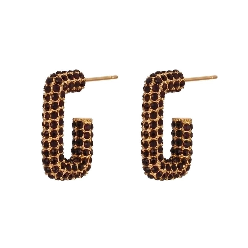 1 Pair Fashion Geometric Plating 304 Stainless Steel Zircon 18K Gold Plated Earrings
