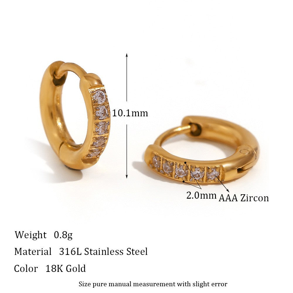 Fashion Circle Geometric Stainless Steel 18K Gold Plated Earrings
