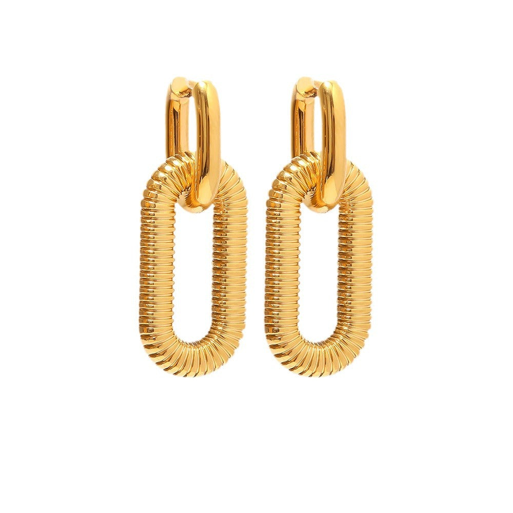 IG Style Convertible Circle Stainless Steel PVD 18K Gold Drop Earrings