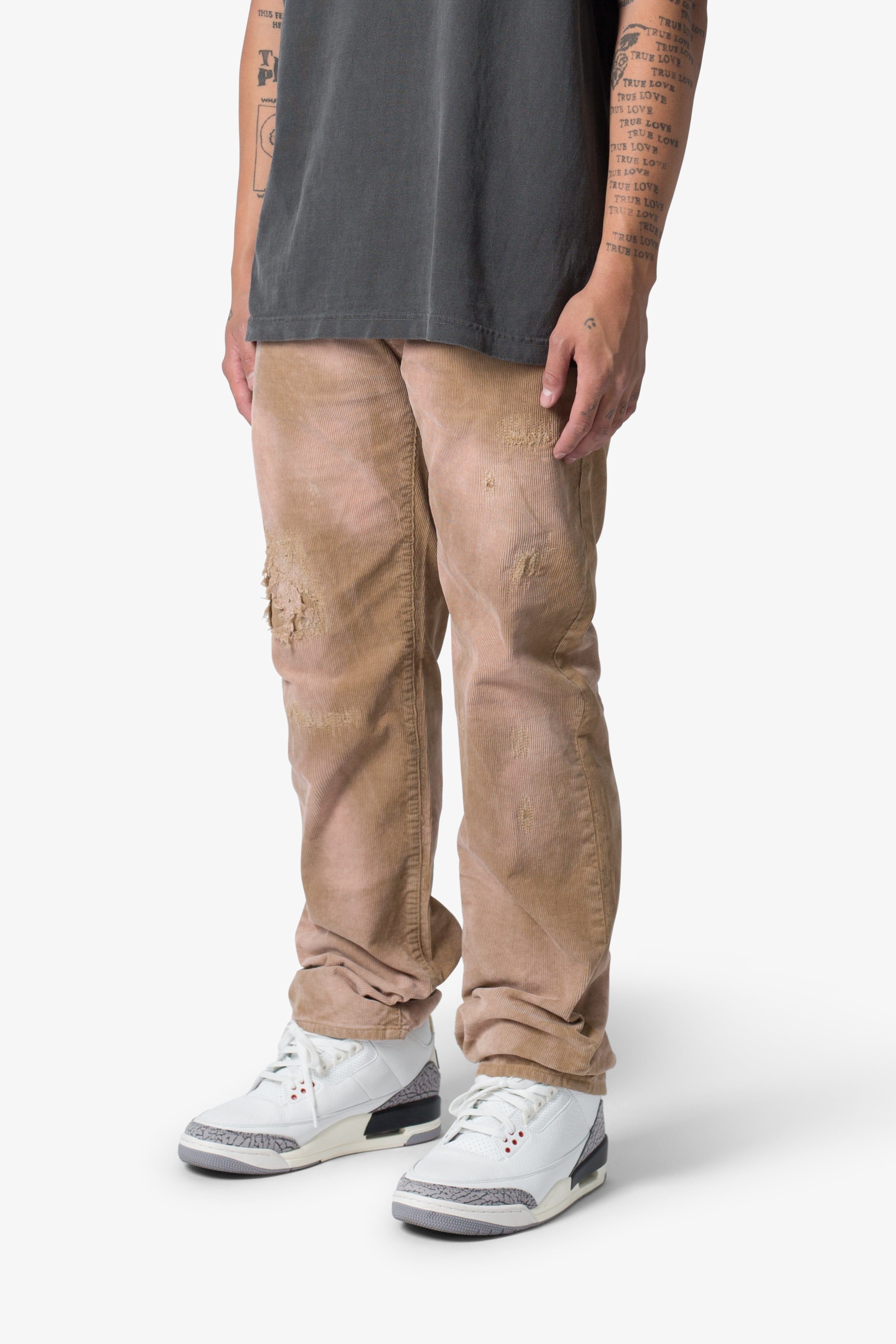 V648 Repaired Corduroy Pants - Tan