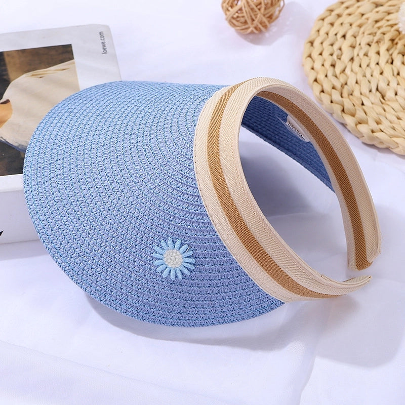 Women's Mini Straw Daisy Vintage Style Round Zipper Straw Bag
