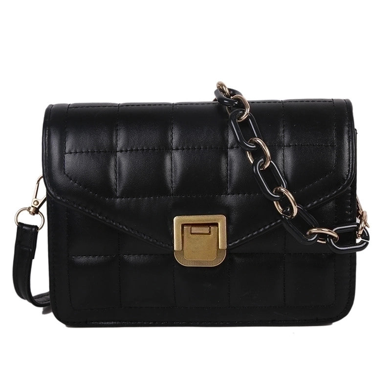 Women's Pu Leather Solid Color Streetwear Square Flip Cover Shoulder Bag Crossbody Bag Square Bag