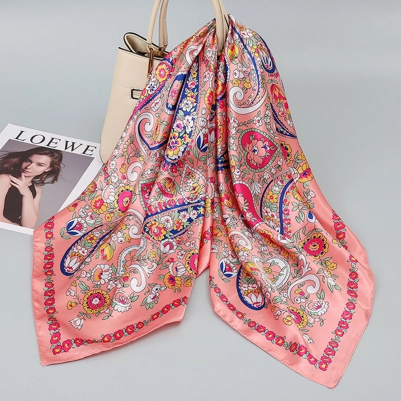 Women's Ig Style Retro Cashew Nuts Satin Printing Silk Scarf Kerchief