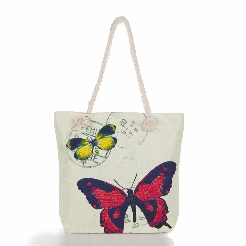 Women'S Vacation Butterfly Canvas Shopping Bags
