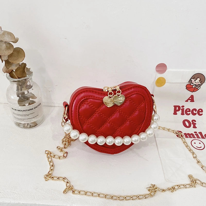 Lingge Pearl Chain Children's Bag Fashion One-shoulder Messenger Bag Coin Purse