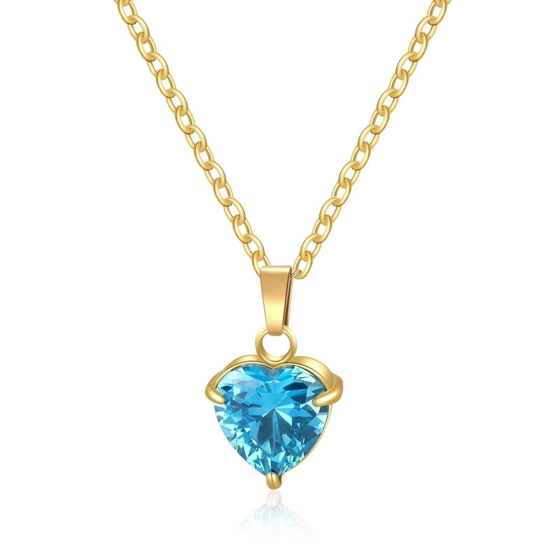 304 Stainless Steel 316 Stainless Steel  Minimalist Classic Style Inlay Heart Shape Zircon Pendant Necklace