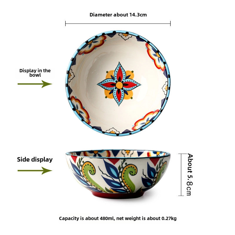 Style Creative Hand-painted Ceramic Plate Irregular Western Plate Fashionable Household Plate Bowl Combination Steak Plate