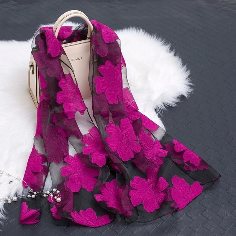 Women's Minimalist Color Block Organza Scarf