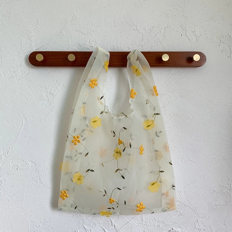 Women's Basic Flower Polyester Shopping Bags
