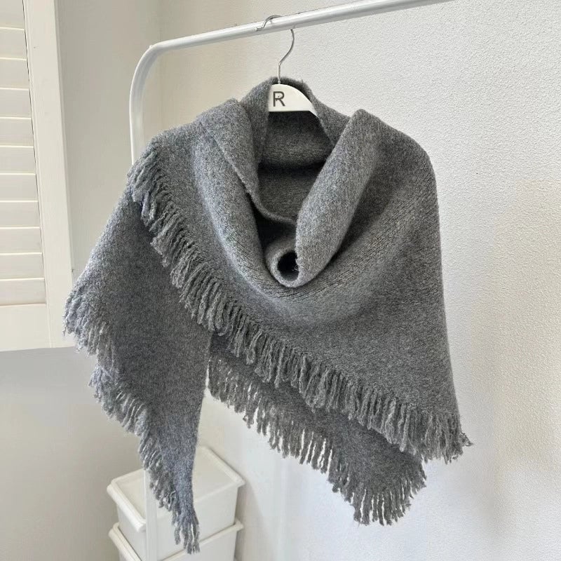 Unisex Minimalist Solid Color Wool Blend Scarf