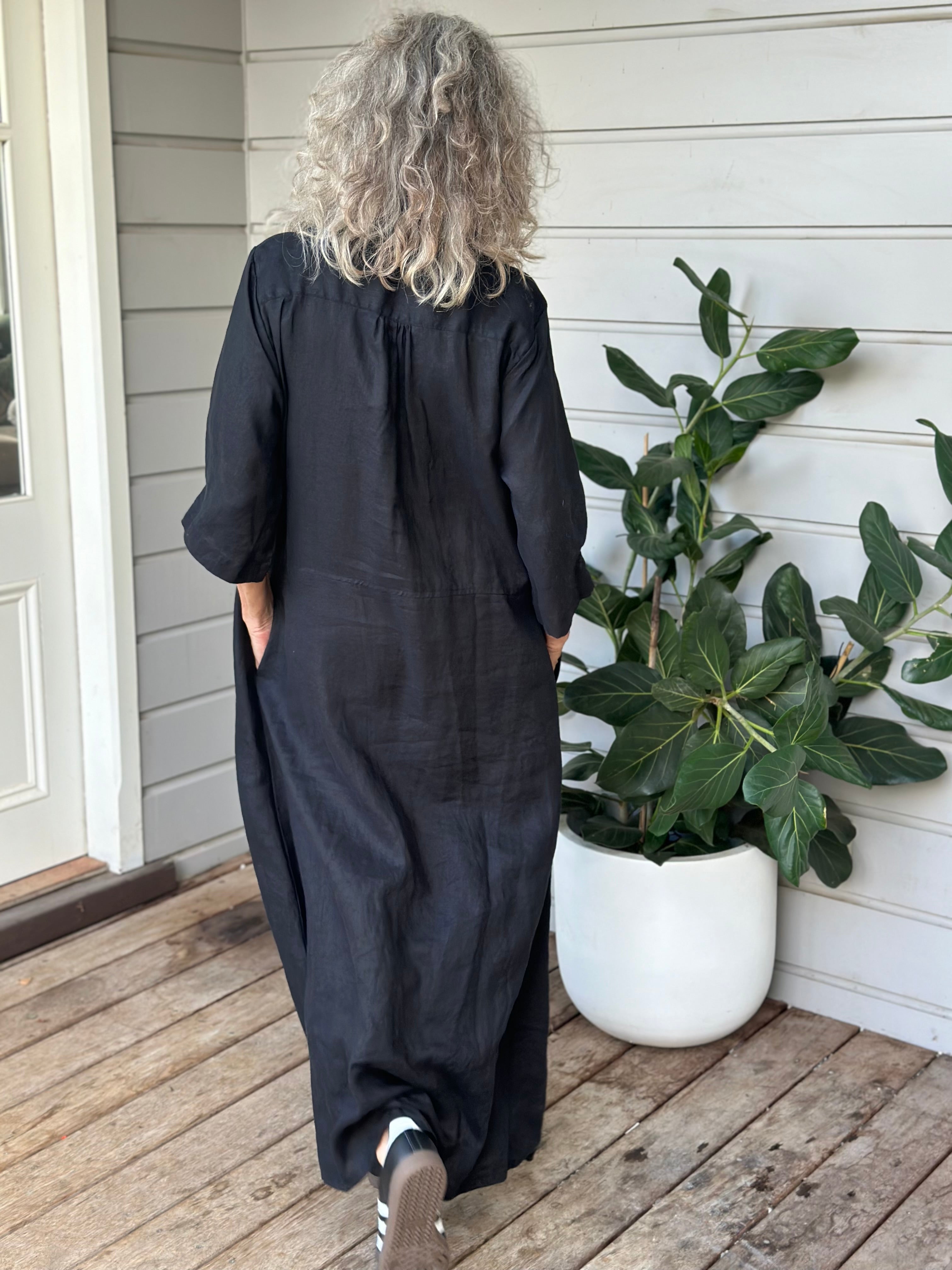 bridget dress - black linen