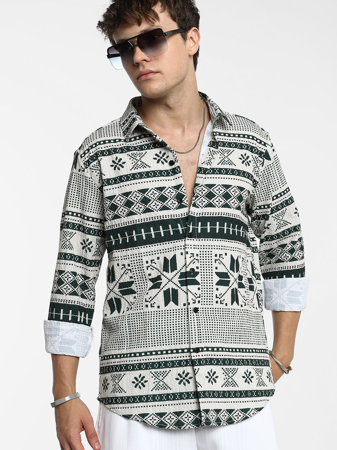 Geometric Seersucker Shirt