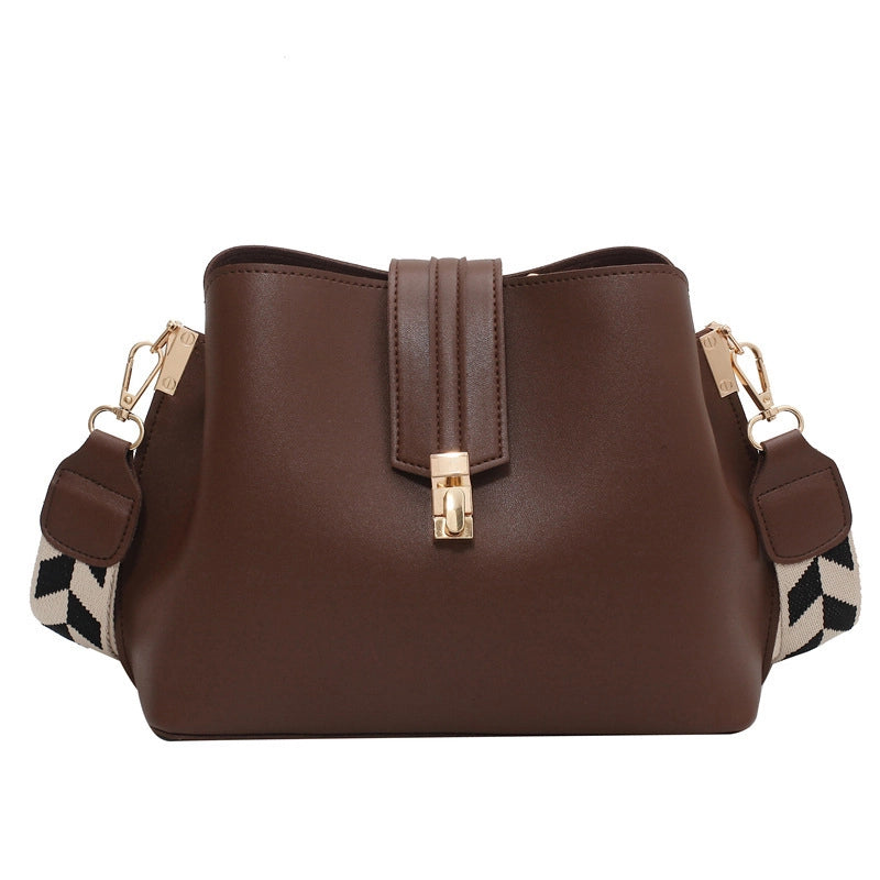 New Women's Bags Street Trendy Large Capacity  Solid Color Bucket Bag PU Women's Shoulder Bag