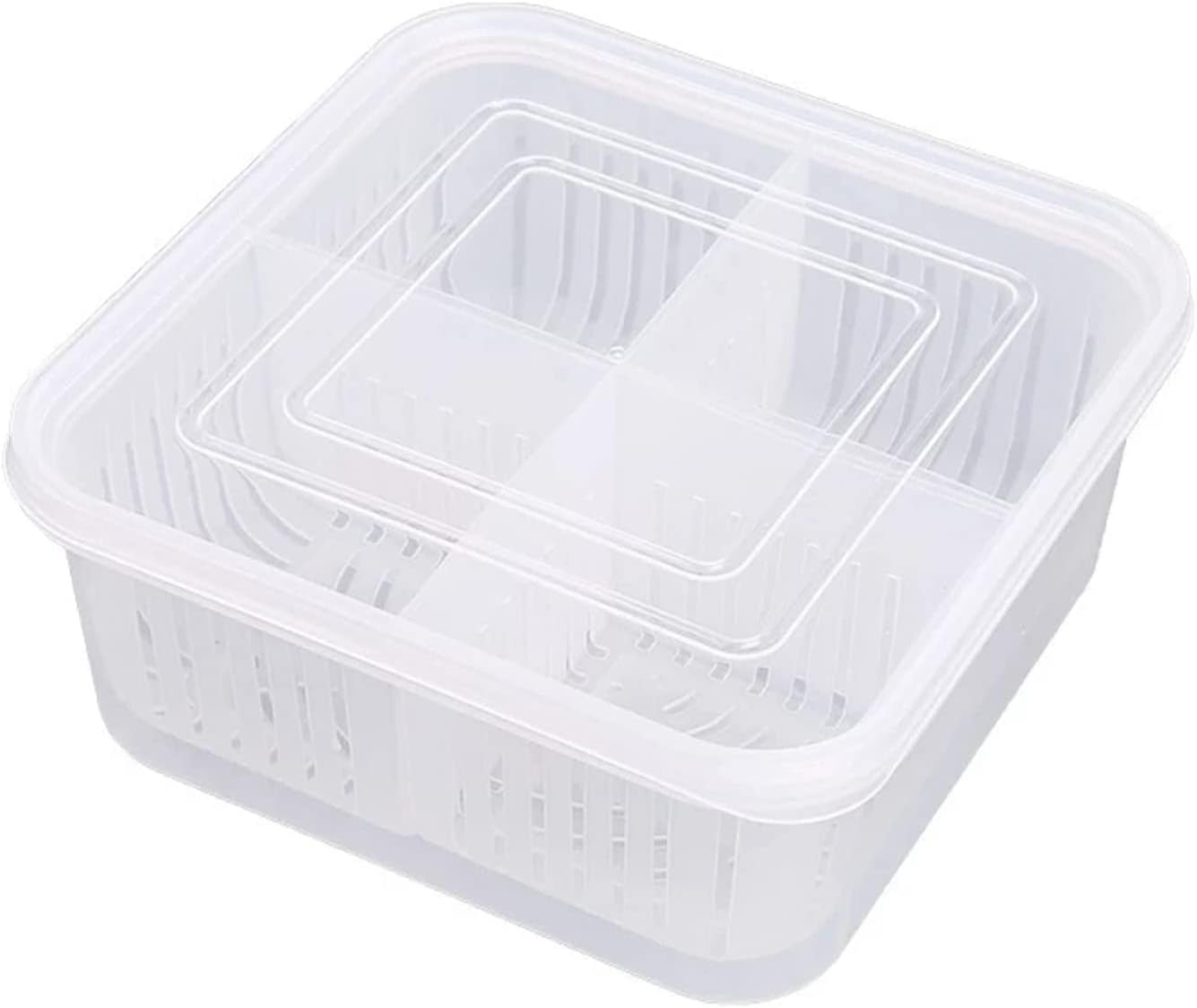 Refrigerator Onion Ginger Garlic Food Storage Plastic Transparent Drain Food Sealed Box