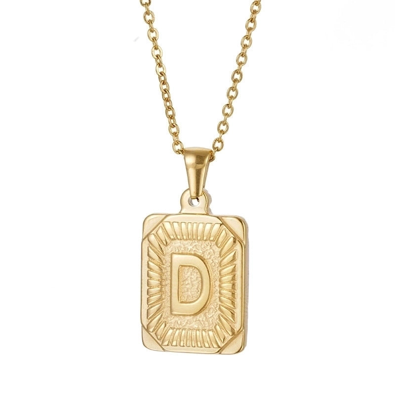 Retro Letter Square Stripe Stainless Steel Plating Necklace 1 Piece