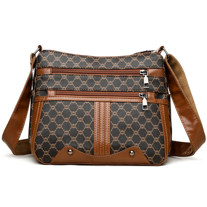 Women's Medium Pu Leather Solid Color Basic Square Zipper Shoulder Bag Crossbody Bag