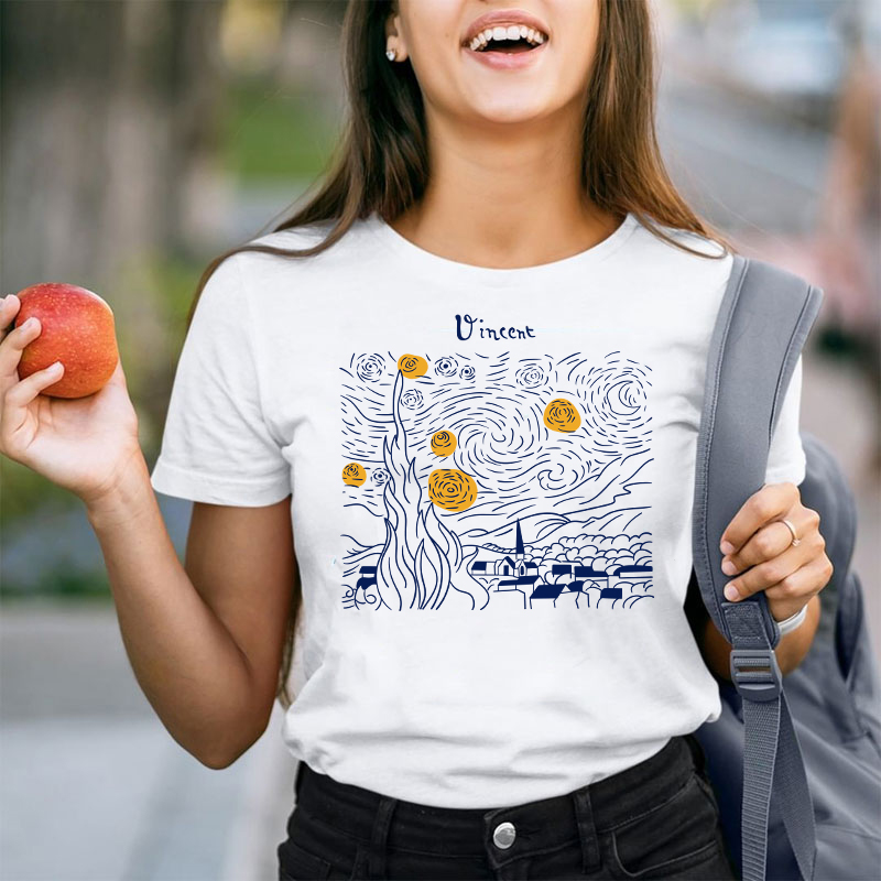 Vincent The Starry Night Teacher T-Shirt