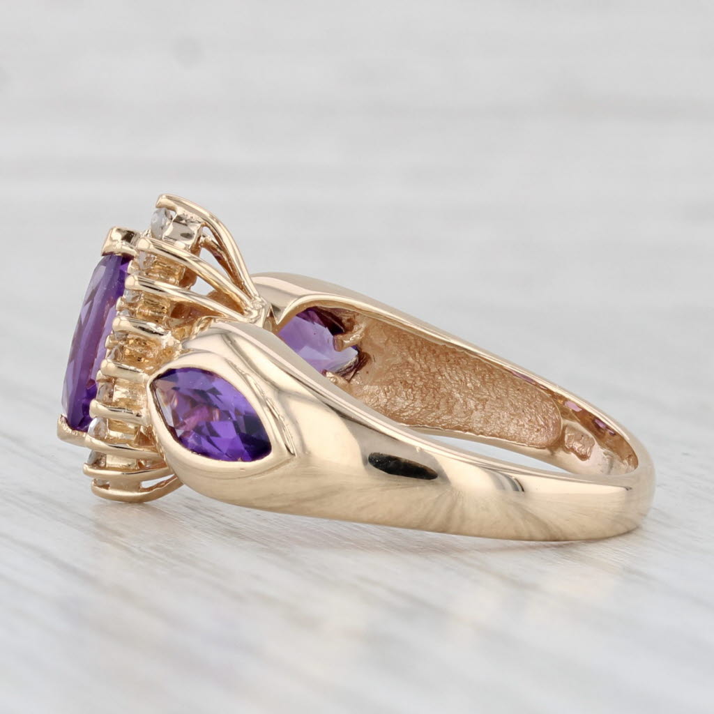 2.05ctw Marquise Amethyst Diamond Halo Ring 14k Yellow Gold Size 7