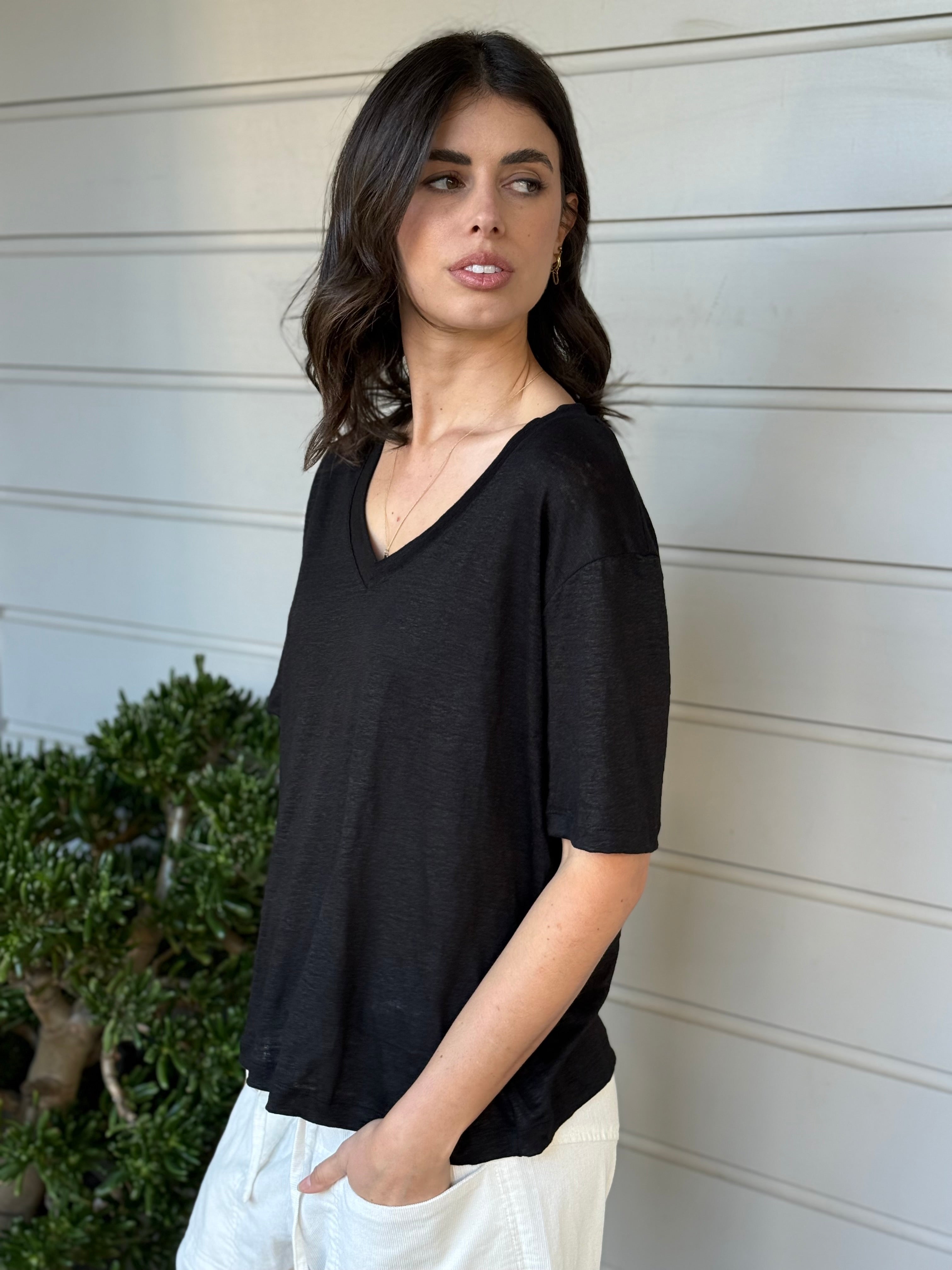 renee linen knit tee - warm white