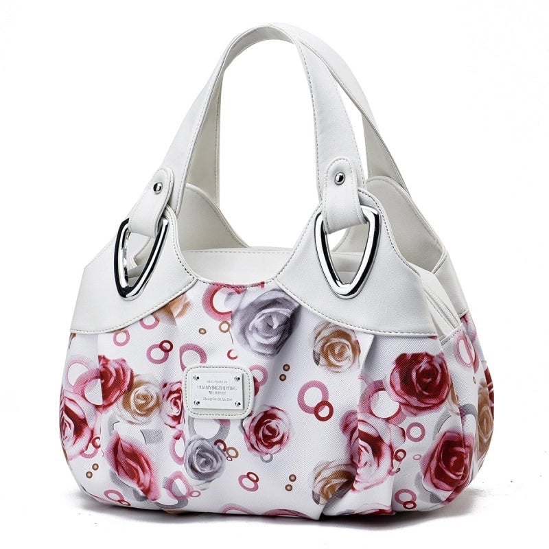 Women's Large Pu Leather Flower Elegant Sewing Thread Dumpling Shape Zipper Cloud Shape Bag