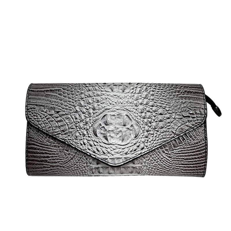Red Brown Grey Pu Leather Crocodile Square Clutches