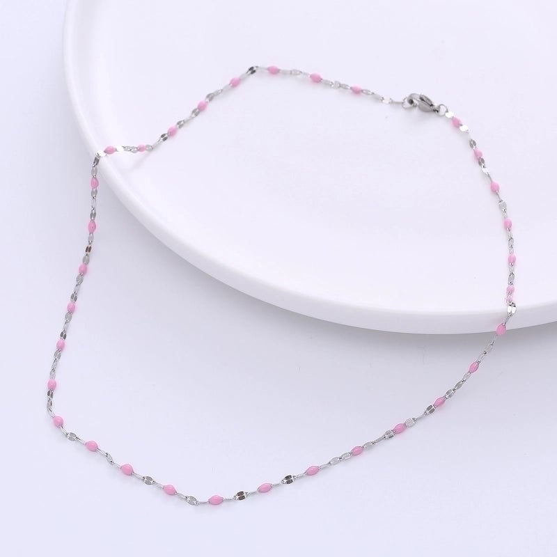 Minimalist Geometric 304 Stainless Steel Epoxy 18K Gold Plated Epoxy Chain Necklace