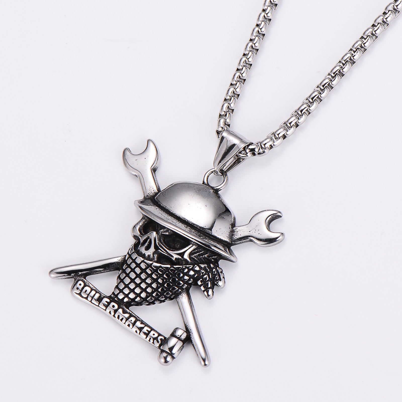 Aml Stainless Steel All-Match Skull Pirate Hat Pendant Necklace For Men And Women Hip-Hop Personality