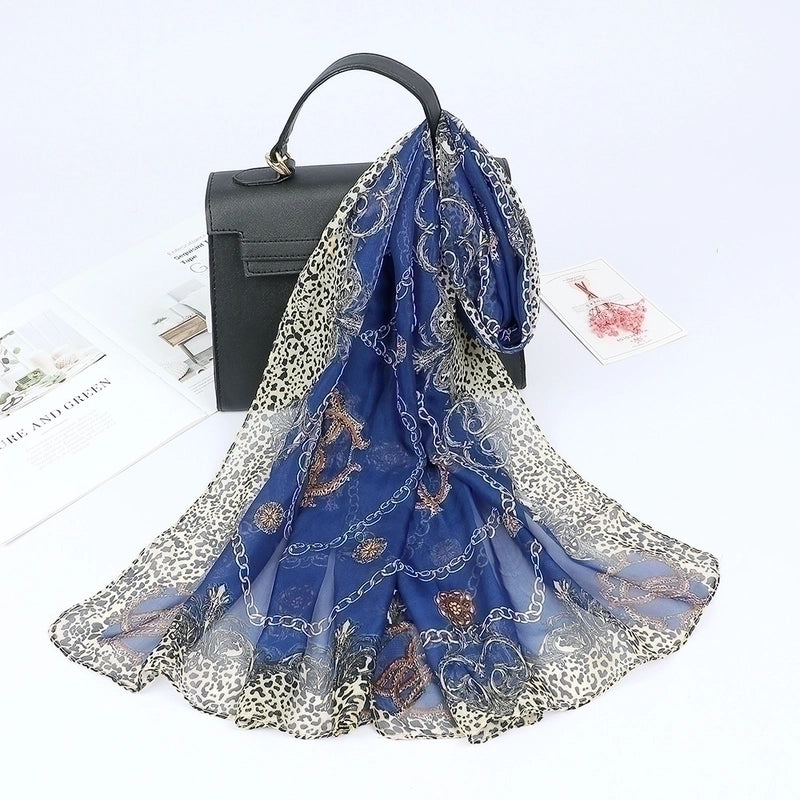 Women's Fashion Leopard Chiffon Printing Silk Scarves